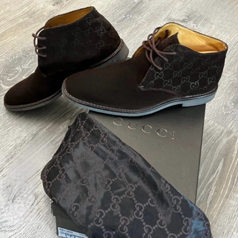 Vintage Gucci Men's Dark Brown Suede Boots